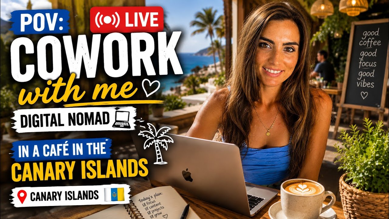 rewrite this title POV: Digital Nomad ☕ Cowork With Me in a Café in the Canary Islands 🇮🇨 | Relaxing Productivity rewrite this title POV: Digital Nomad ☕ Cowork With Me in a Café in the Canary Islands 🇮🇨 | Relaxing Productivity