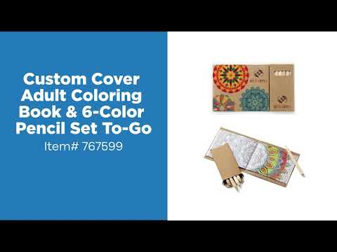 Promotional Deluxe 7X7 Adult Coloring Book & 8-Color Pencil Set