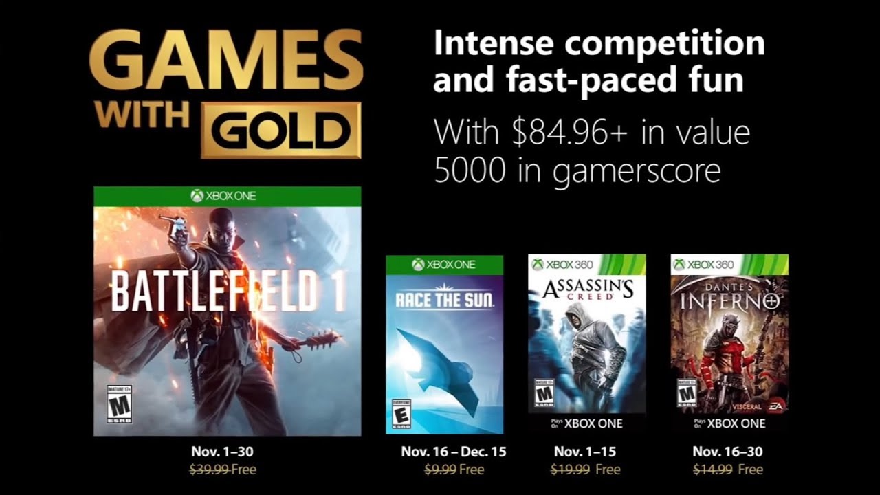 Games with Gold | Ноябрь 2018 бесплатные игры