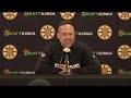 Marco Sturm speaks with media at TD Garden after practice