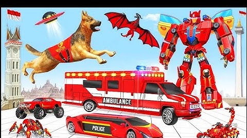 Ambulance, dog, robot, car, android gameplay