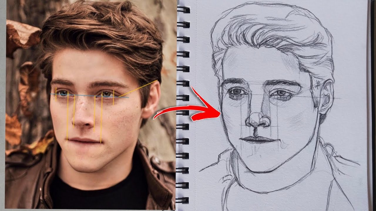 Portrait Drawing using Loomis method step by step , #pencildrawing # ...