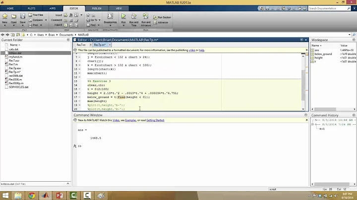Matlab (find, piecewise functions)