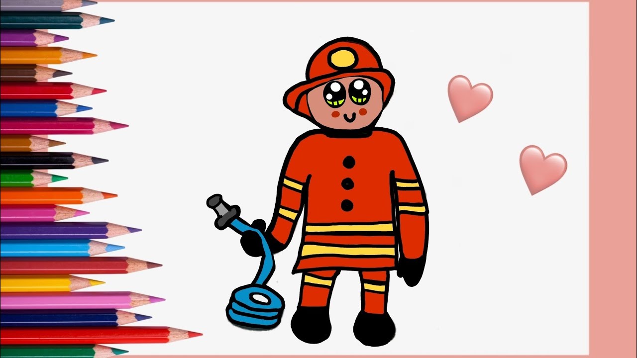 Como Desenhar Um Bombeiro Um Desenho Animado De Bombeiro Sobre Fundo