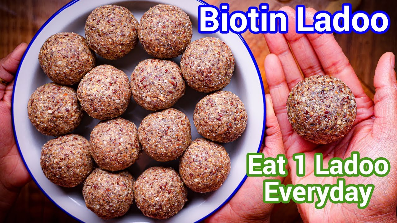 Biotin Laddu with Dates | Hair Growth Snack | No Sugar 10-Min Mixie Method | Oragnic Sweet Ladoo