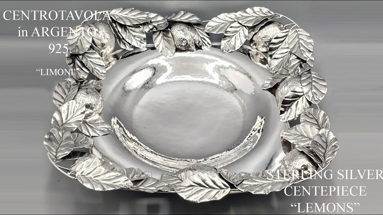 Italian Sterling Silver Centerpiece with lemons Centrotavola in argento sterling 925 con limoni