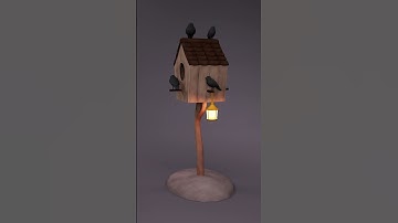 Stylized Birdhouse 3D Model  #maya3d #shorts