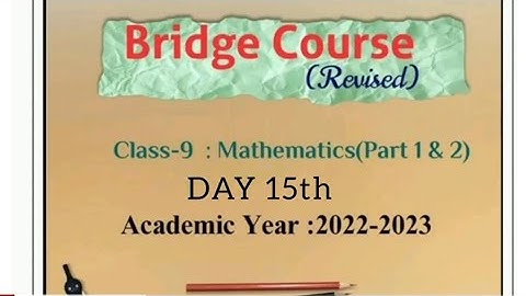 Bridge course/std 9th/ Maths/ day 15