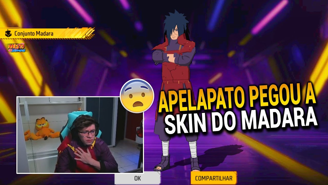 REAÇÃO DO APELAPATO AO PEGAR A SKIN DO MADARA NO TOKEN ROYALE DO FREE FIRE, MUITOS DIMAS?
