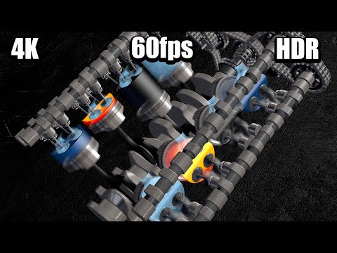3D Engine V8/ Двигатель.  video 4k 60 fps hdr
