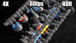 3D Engine V8/ Двигатель.  video 4k 60 fps hdr
