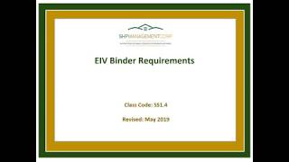 EIV Binder Requirements