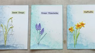 Mixed Media Spring Flower ATC Trio - Artist Trading Cards ATCS