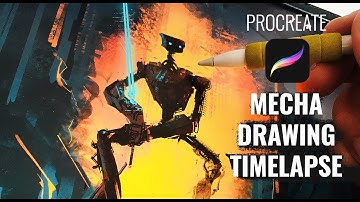 Drawing a mecha warrior in Procreate on iPad pro