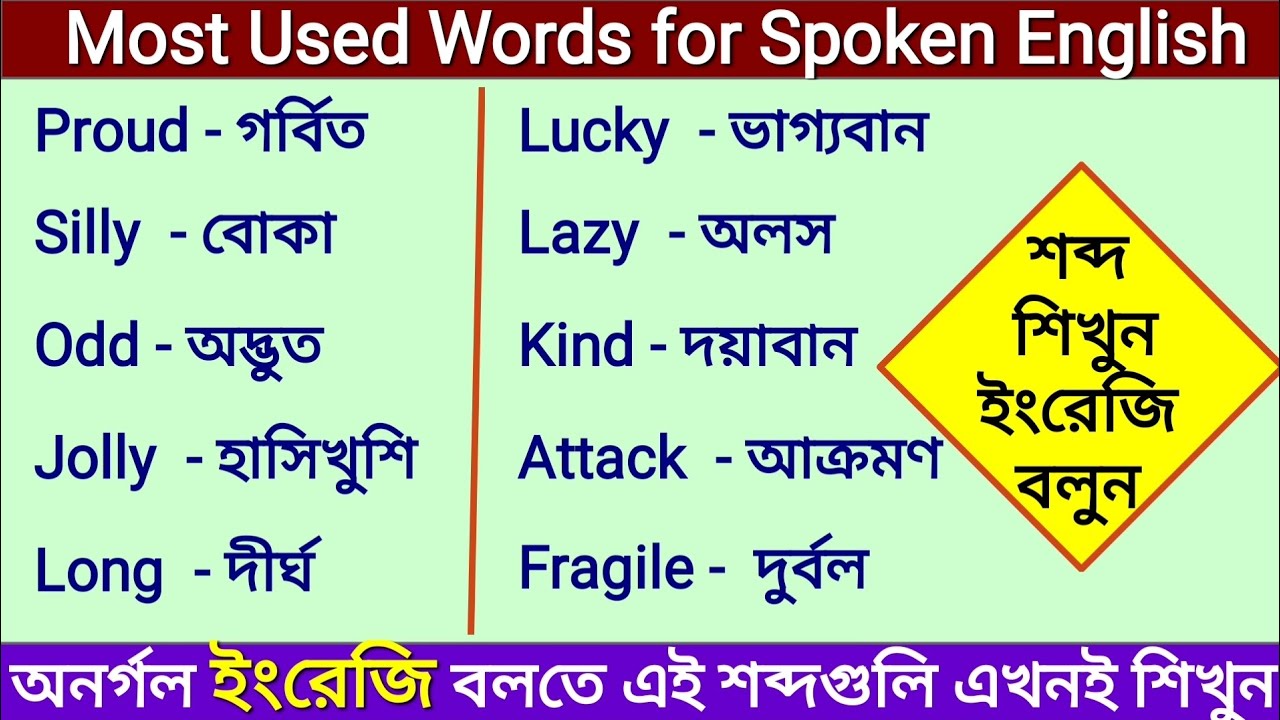 Daily Use Words in Bengali Most Used Words for Spoken English