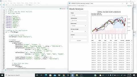 R Shiny: build an app to analyze stocks with R Shiny | plot Bollinger Bands | part 5 || 09