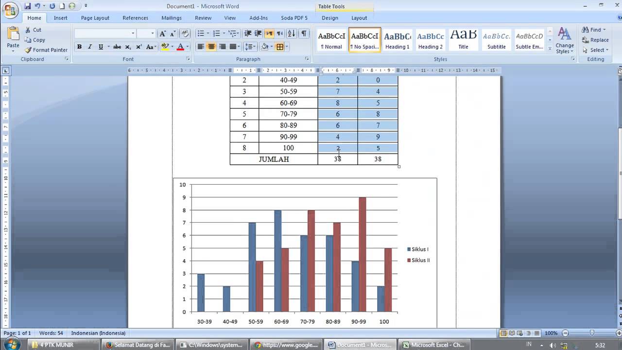 cara mudah membuat diagram grafik di microsoft word - YouTube