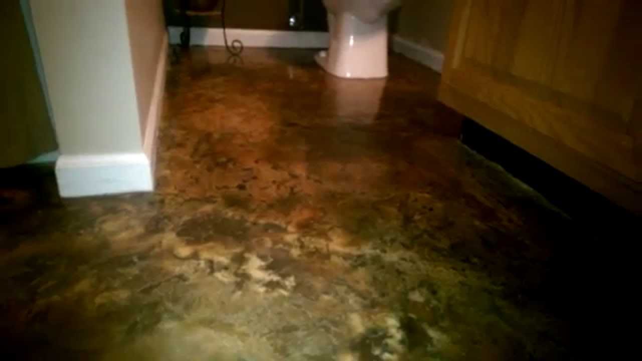 Decorative Concrete Resurfaced Bathroom Floor Antique Faux Acid