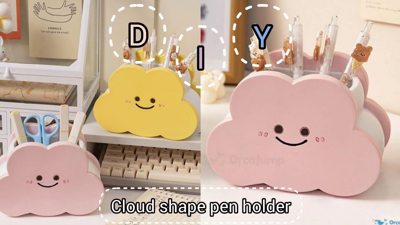 DIY Cute Cloud Shape Pen Holder How To Make Pen Holder At Home diy-cute-cloud-shape-pen-holder-how-to-make-pen-holder-at-home