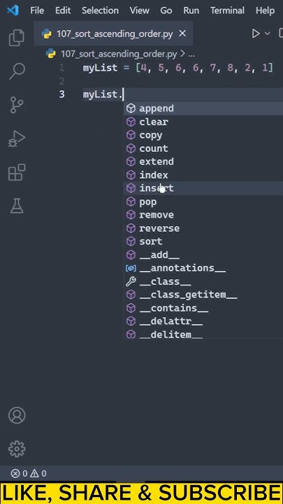 How to sort a list in ascending order #shorts #python #shortvideo # ...