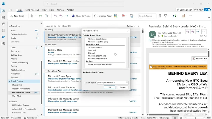 Outlook Tutorial - Find messages faster with Search Folders