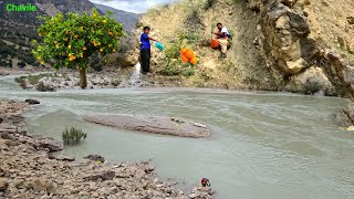 Nomad Family Builds a Shelter on a River Island | Planting Orange Trees 🍊🏝️