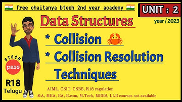 Data Structures || UNIT: 2 || Collision || Collision Resolution Techniques || JNTUH R18