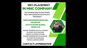 SAP S4HANA END TO END GREEN FIELD IMPLEMENTATION PROJECT TRAINING WITH 100% PLACEMENT ASSIST #job
