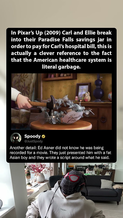 In Pixar’s Up 2009 Carl and Ellie break into their Paradise Falls savings jar in order to pay for Ca