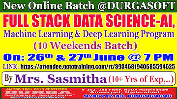 FULL STACK DATA SCIENCE-AI (10 Weekends Batch) Online Training @ DURGASOFT
