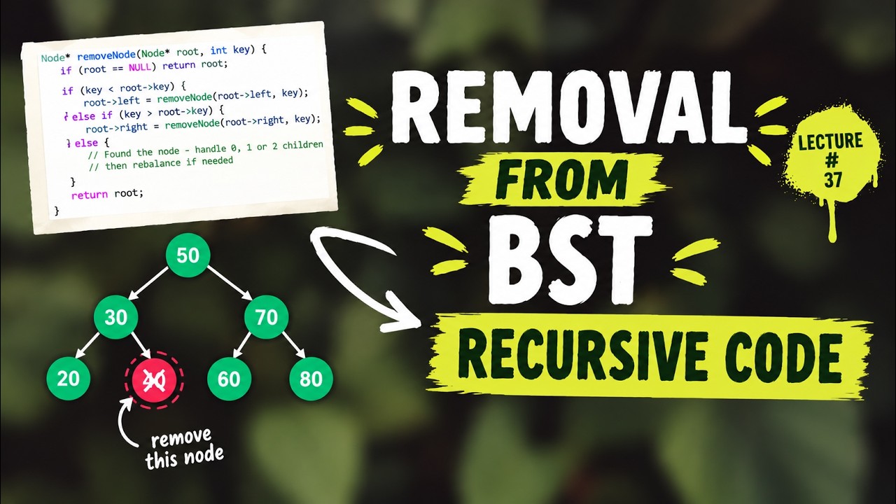 35.2 Recursive BST Deletion in C++ | Remove Node from Binary Search ...