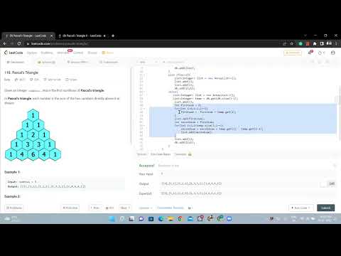 Leetcode(118 & 119) pascal triangle solution.