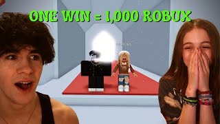 She gets 1,000 ROBUX for EVERY WIN in Tower of Hell! (Roblox)