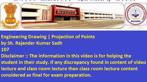 Engineering Drawing | Projection of Points by Sh. Rajender Kumar Sadh
