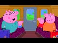 Peppa pig and family take a long train ride  kids tv and stories