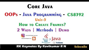 (Unit 5 - 02) How to Create Frames | 2 Ways to Create Frames | Methods | Java | CS8392 | RK Keynotes