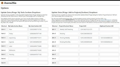 Asana2Go Installation and Configuration of Update Dates/Triage Dialog