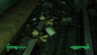 Fallout 3: Evil Gnome ties Teddy Bears to rail tracks with a camera Easter Egg