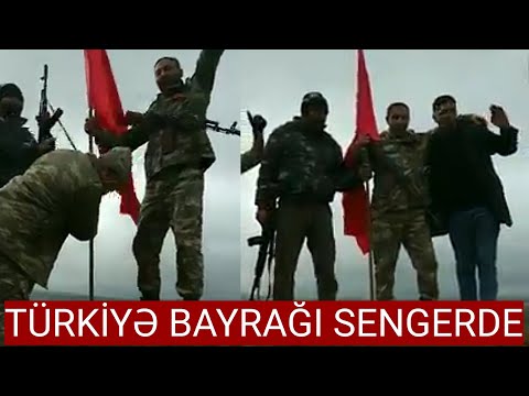 Ermənistanla Sərhədə Azərbaycan Esgerleri Turkiye ve Azərbaycan Bayrağı Qaldırdı