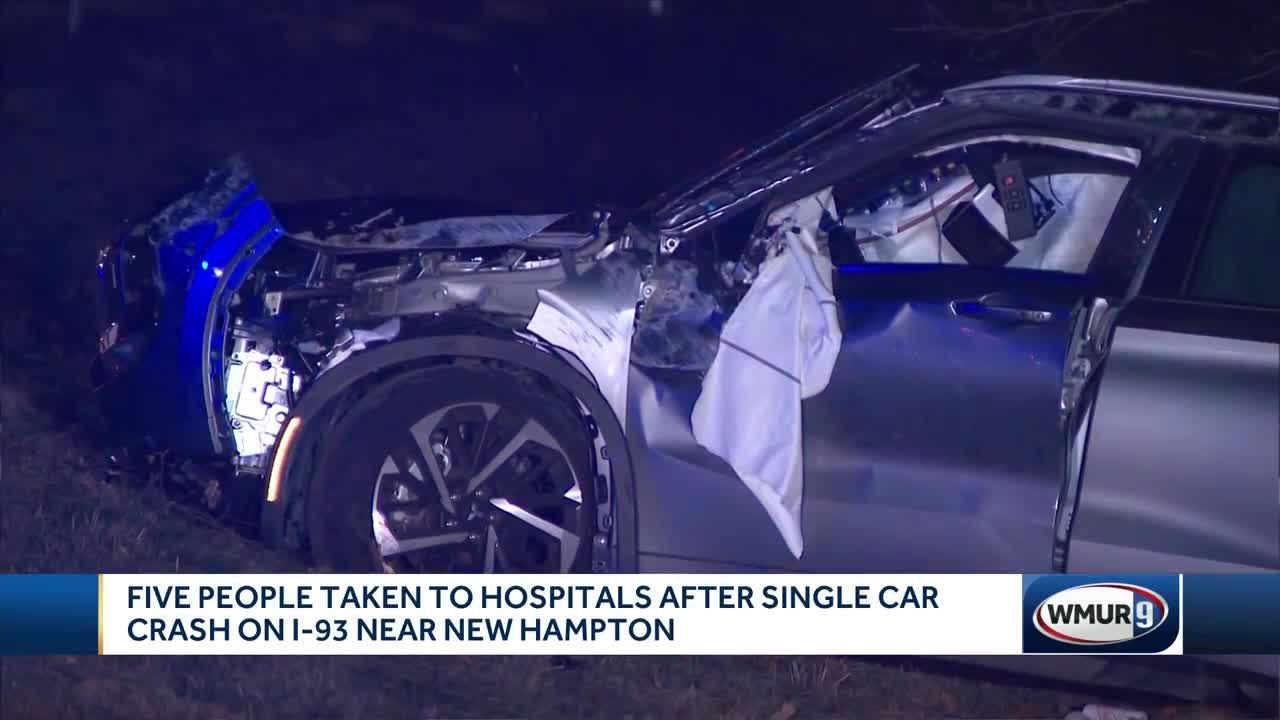 5 people taken to hospital after single-car crash on I-93 near New ...
