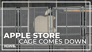 Fences removed from around Apple’s downtown Portland store