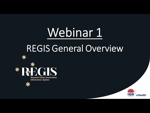 Researcher REGIS Training: Webinar 01 - REGIS General Overview
