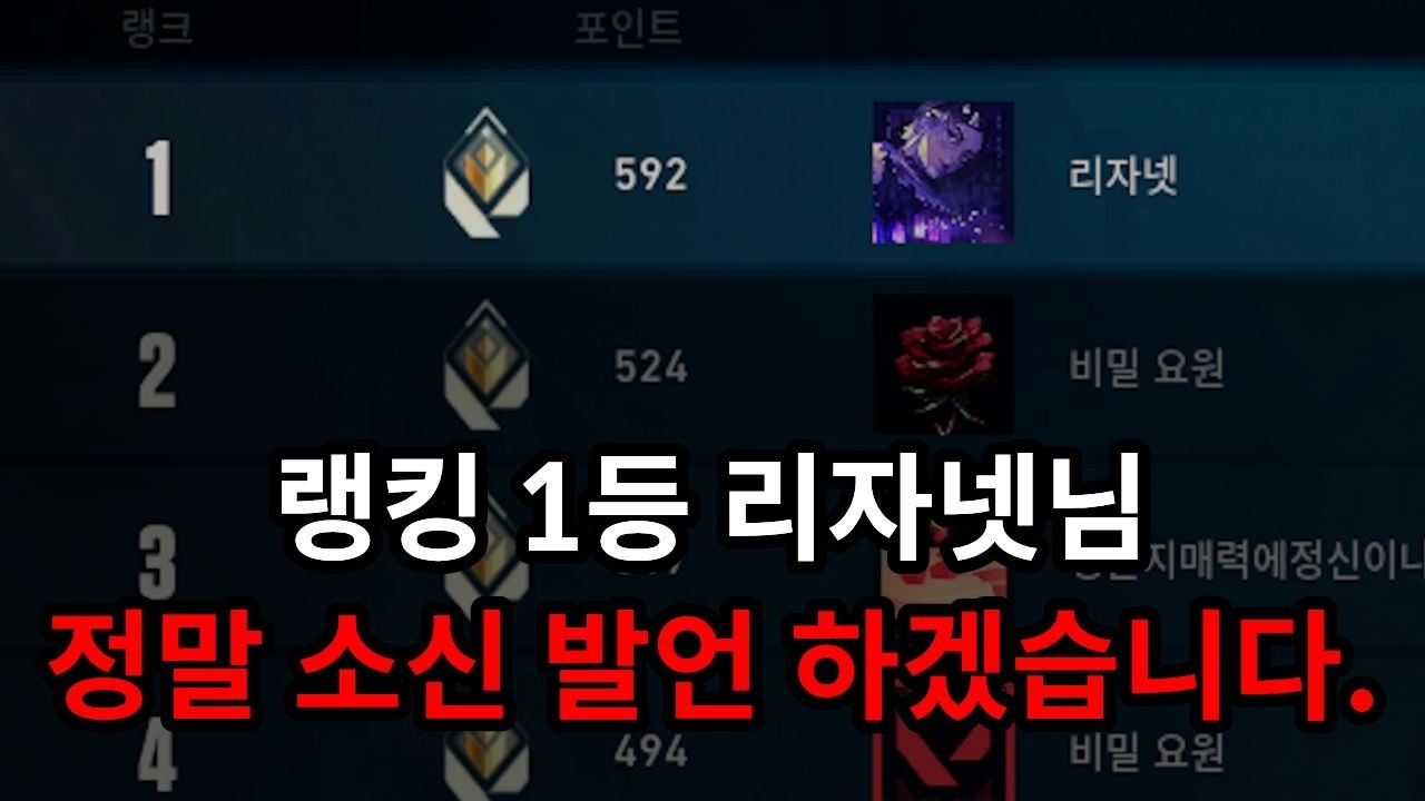 어그로X 랭킹1등 리자넷님 진지하게 한 마디 하겠습니다.