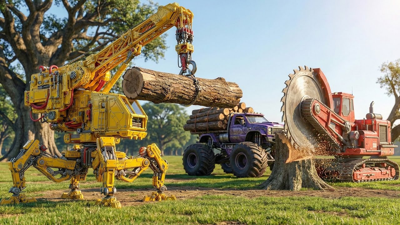 Wood Harvesting Time: Modern Robots Cut Wood Very Quickly 🪓🤖 | Fun Vehicles Animation