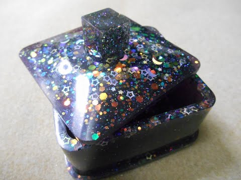 Resin Trinket Box w Holographic Stars and Moons Glitter #diy  #resin