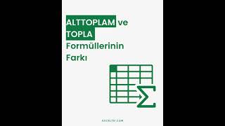 Excel ALTTOPLAM ve TOPLA Formüllerinin FARKI | Excel 751 | #shorts