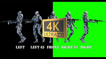 Metal Guardian: Best Free 4K Green Screen Hi-Res Robot V1 Walking With Weapon Loop