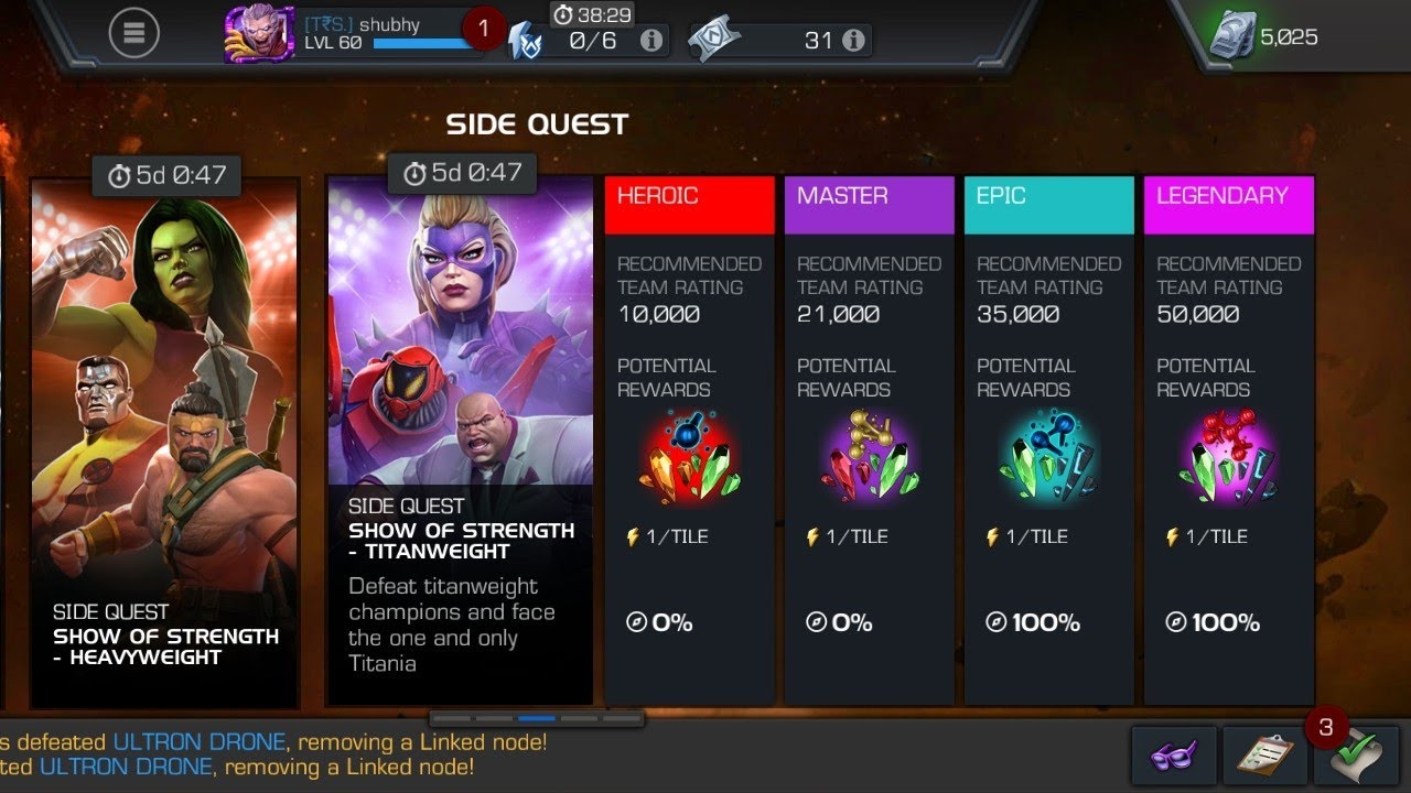 Show Of Strength-Titanweight (SIDE QUEST) LEGENDARY DIFFICULTY Easy Path Week-4 ||Mcoc||