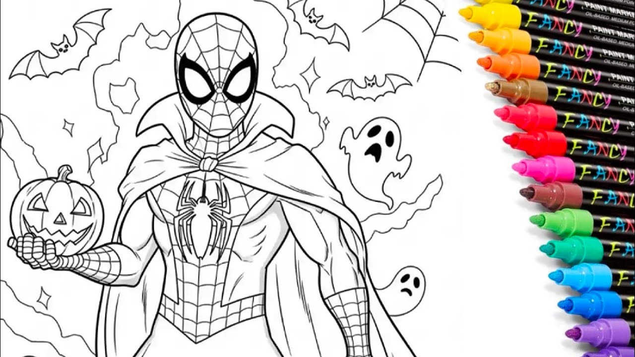 Spiderman Halloween Kleurplaten