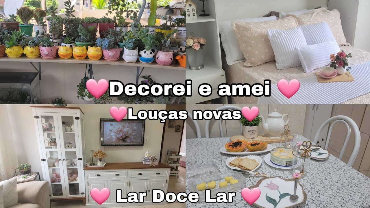 Voltei pra casa !O cantinho do café ficou perfeito!  As plantas estão lindas !Usei as louças novas
